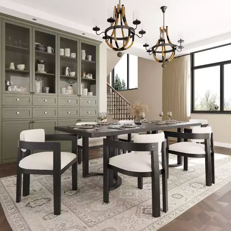Christopher Knight Home Arkenis 7 Piece Rubberwood Upholstered Dining Set
