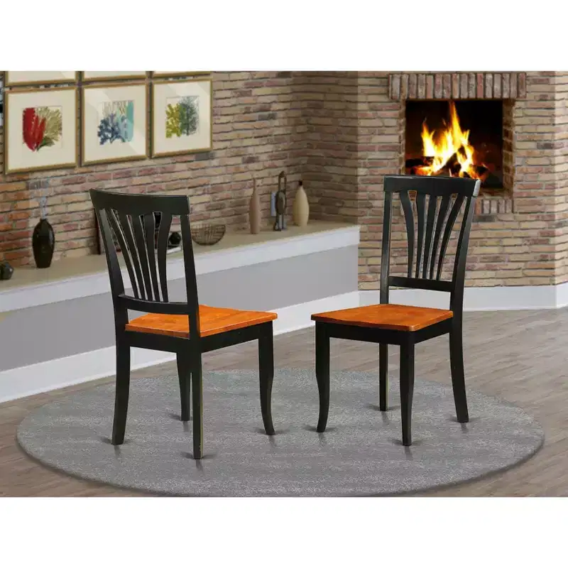 HomeStock Retro Relaxation Dining Chair Wood Seat - Set of 2, 22 x 18 x 36