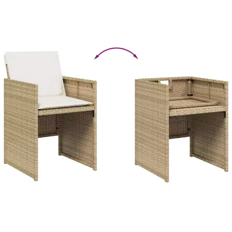 vidaXL Patio Chairs with Cushions 4 pcs Beige Poly Rattan