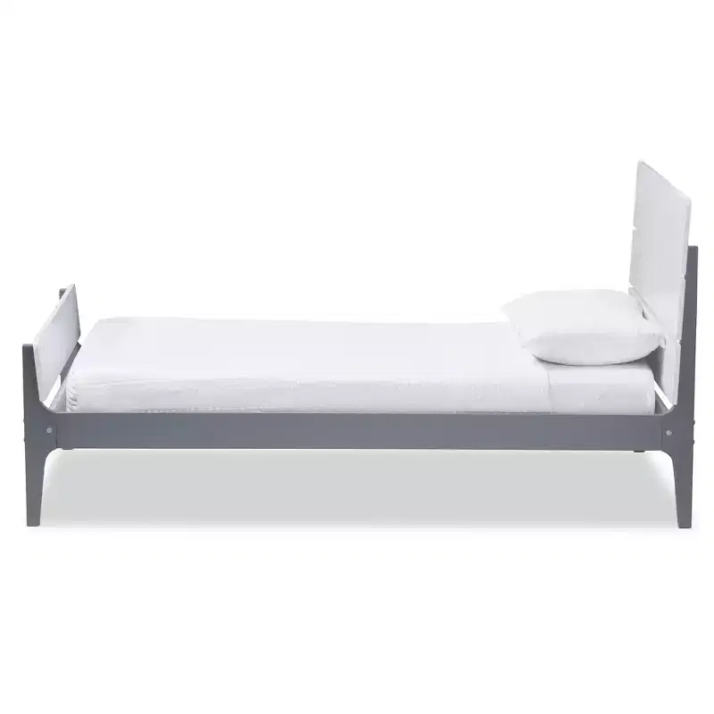 Twin Nereida Modern Classic Mission Style Finished Wood Platform Bed White/Gray - Baxton Studio