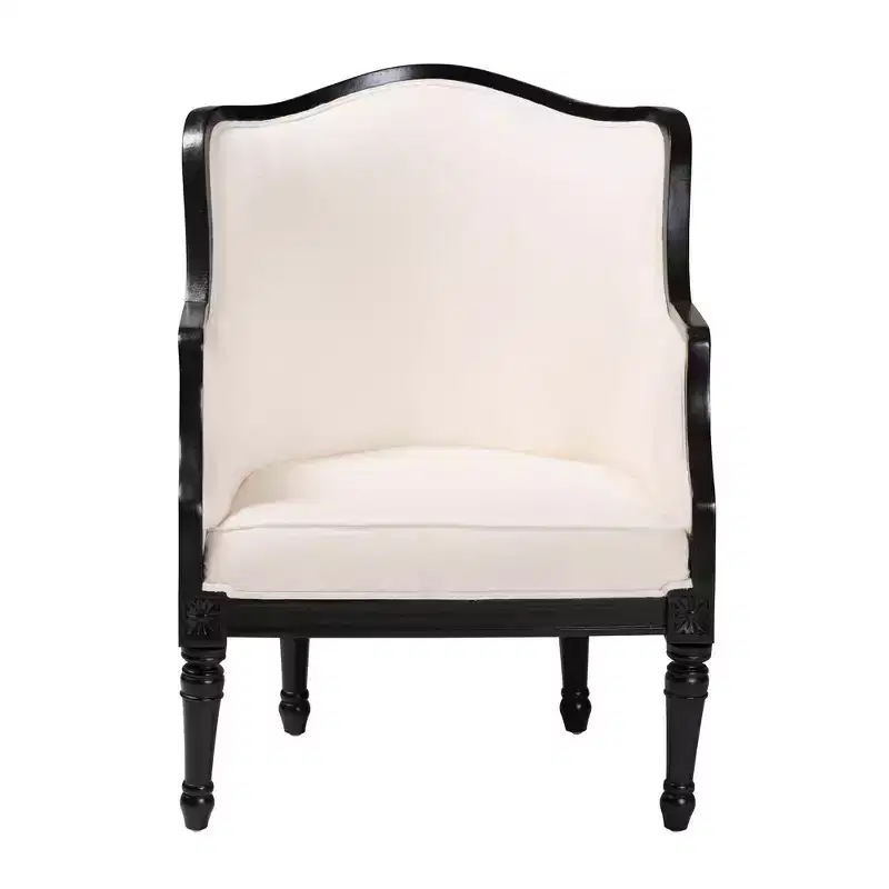 Fabric and Wood Accent Chair