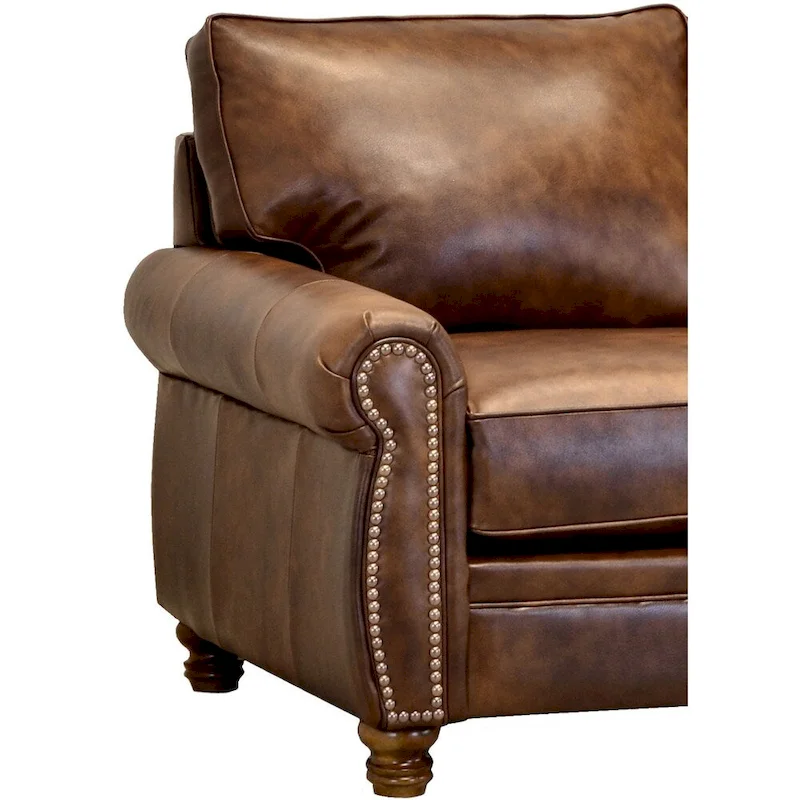 Made in USA Cabot Brown Top Grain Leather Sofa and Chair Set