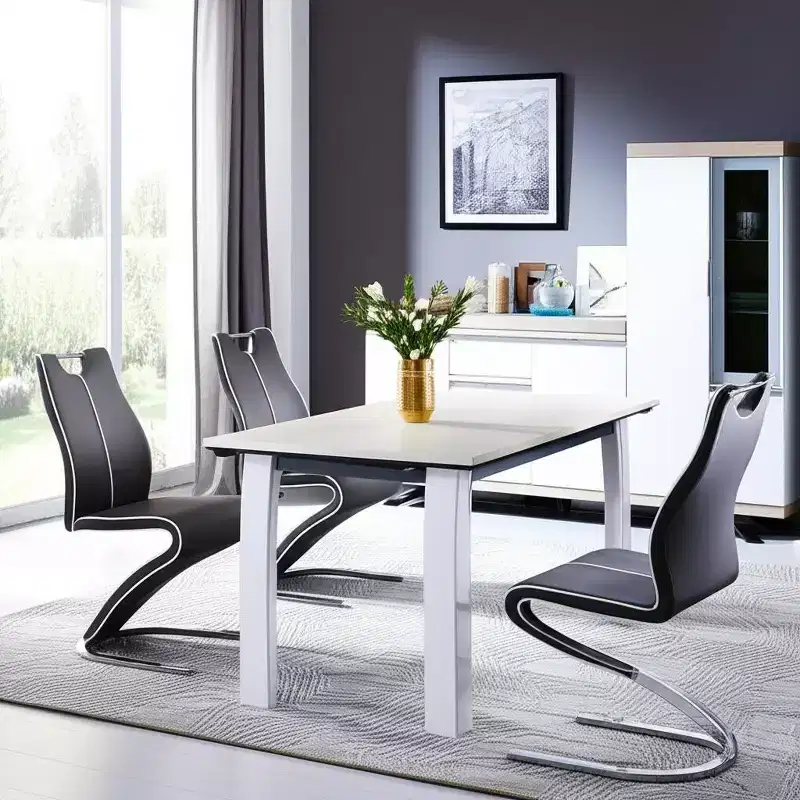 HomeRoots Set of Two Gray White and Silver Upholstered Dining Side Chairs