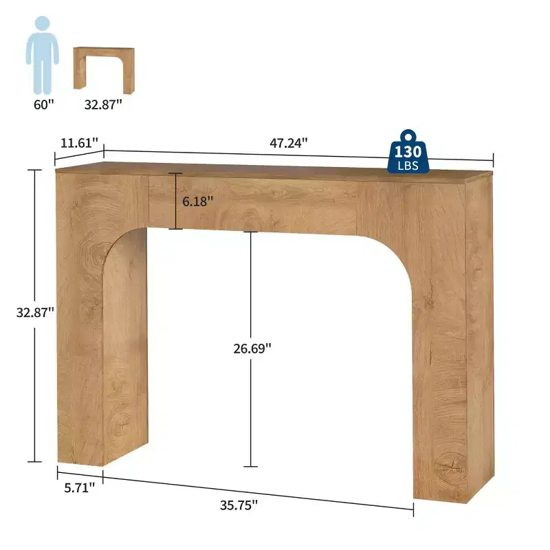 GustoWave 47 Inch Farmhouse Console Table, Long Wood Entryway Table Behind Couch, Easy Assembly Hallway Furniture for Living Rooms