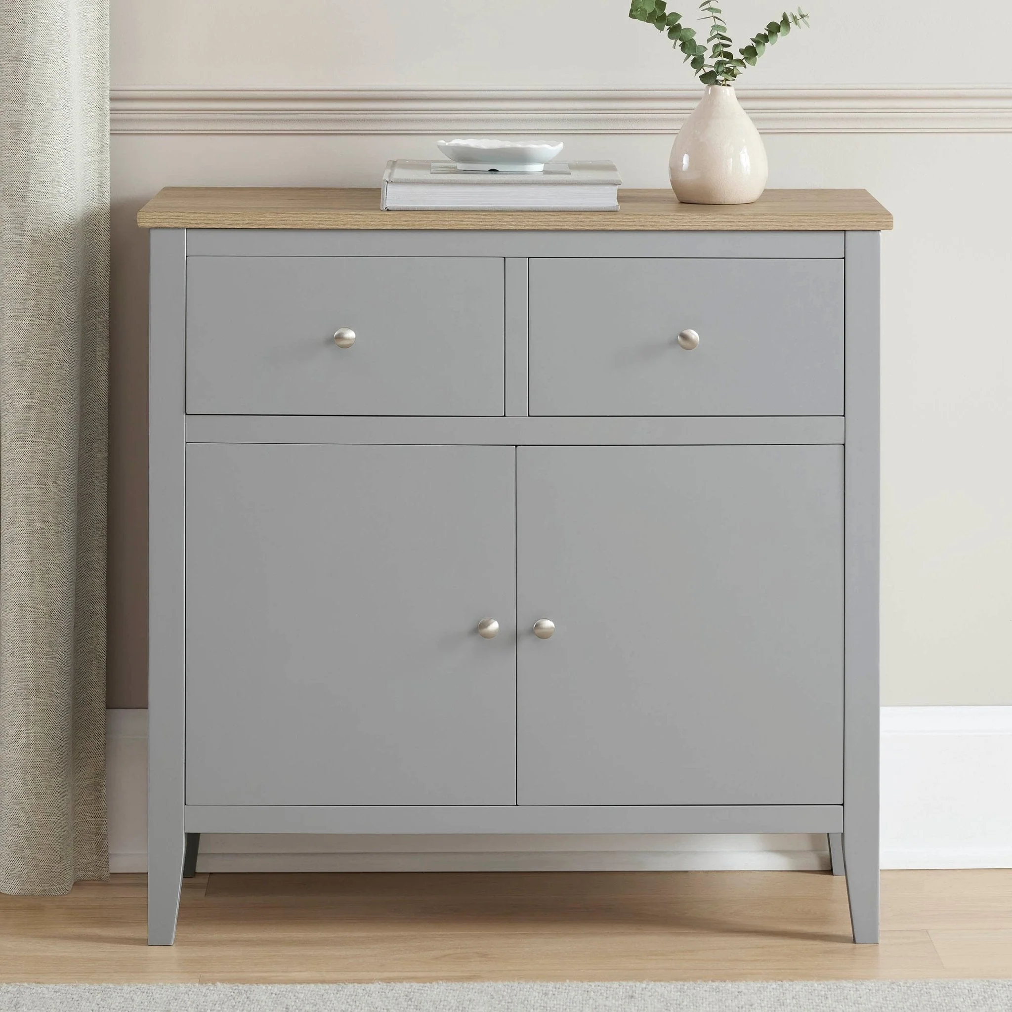 Minimalist Grey Painted Sideboard with Compact Design for Living Room