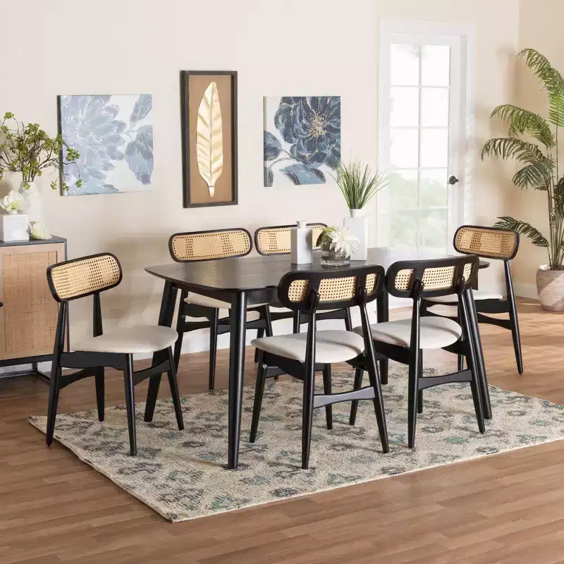 Baxton Studio Tarana Mid-Century Modern Wood 7-Piece Dining Set