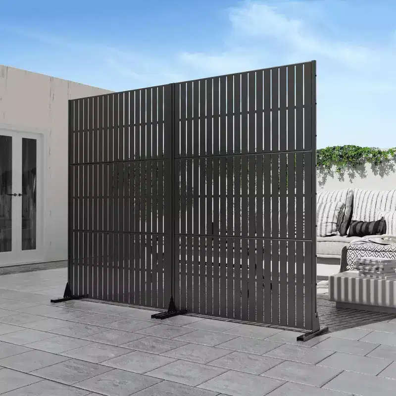 72 inch Room Divider Rectangle Privacy Screen with Galvanized Frame Garden Fence Patio Black
