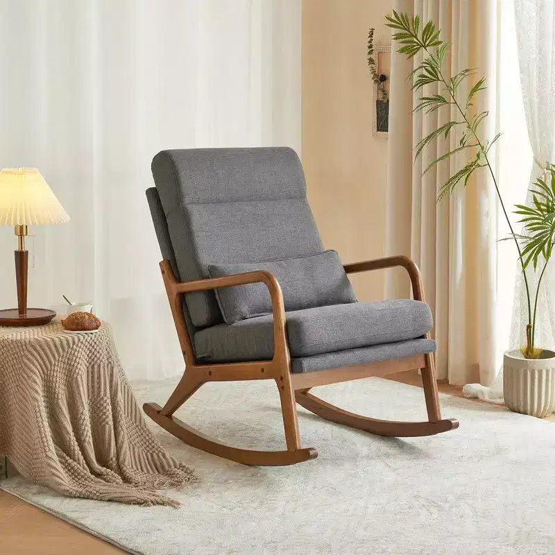 Upholstered Gray Rocking Chair