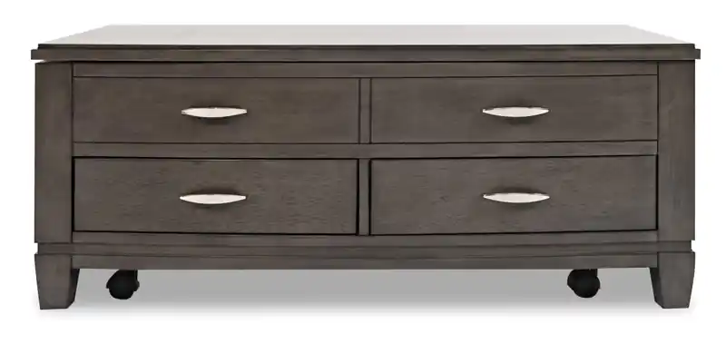 48 Modern Lift Top Coffee Table with Storage and Casters - Grey Brown Wood