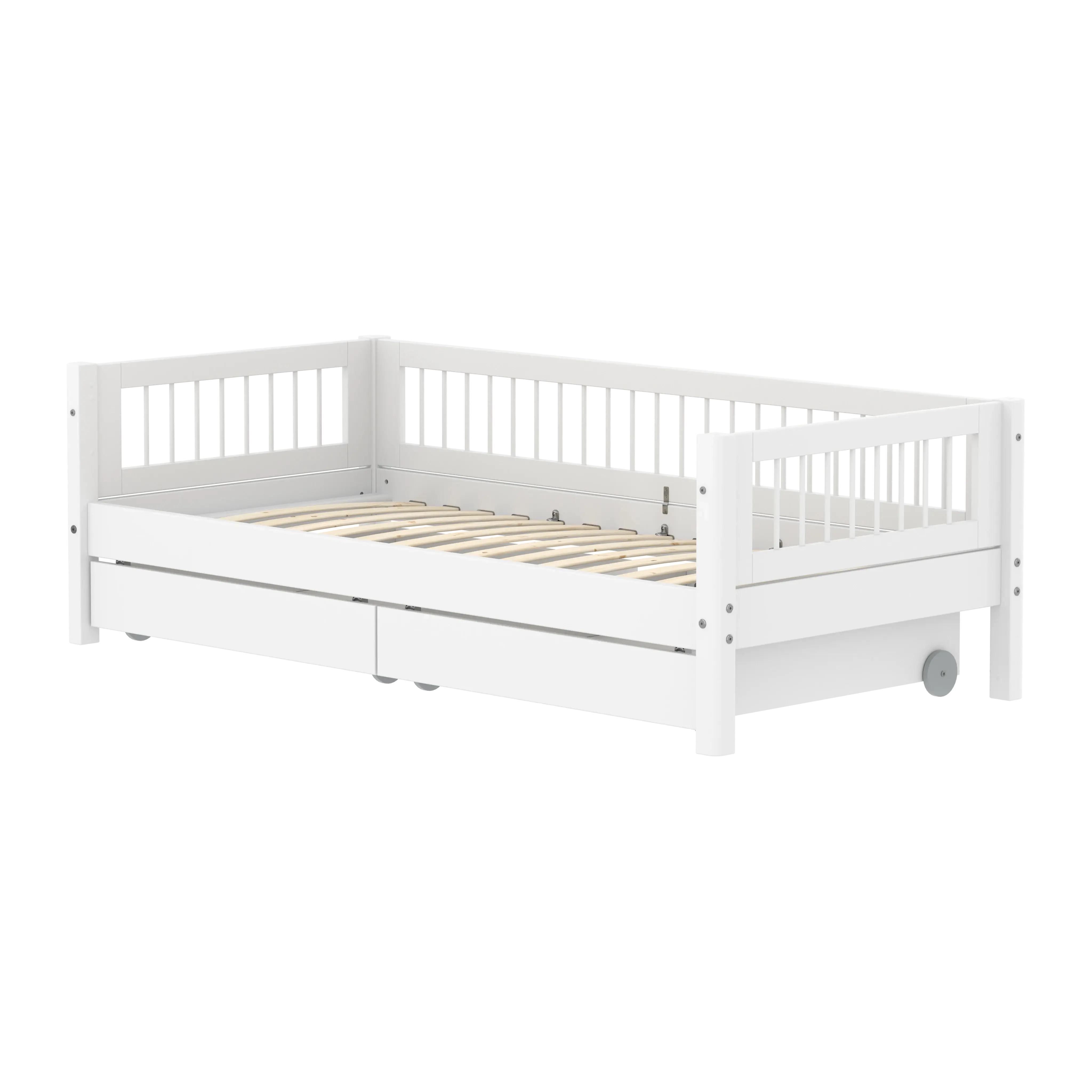 Single Bed with Crossbars and Storage, 90x200 cm, White
