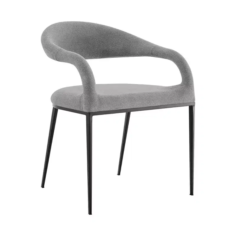 Set of 2 Upholstered Iron & Fabric Dining Chairs with Arms, 250LBS, Low Back
