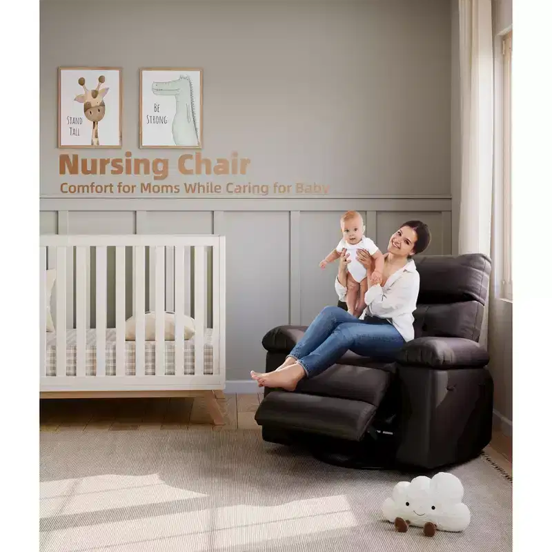 Oversized Recliner Chair with 360 Swivel, Rocking Function, Featuring Massage and Remote Control Included for Living Rooms Bedrooms, Beige