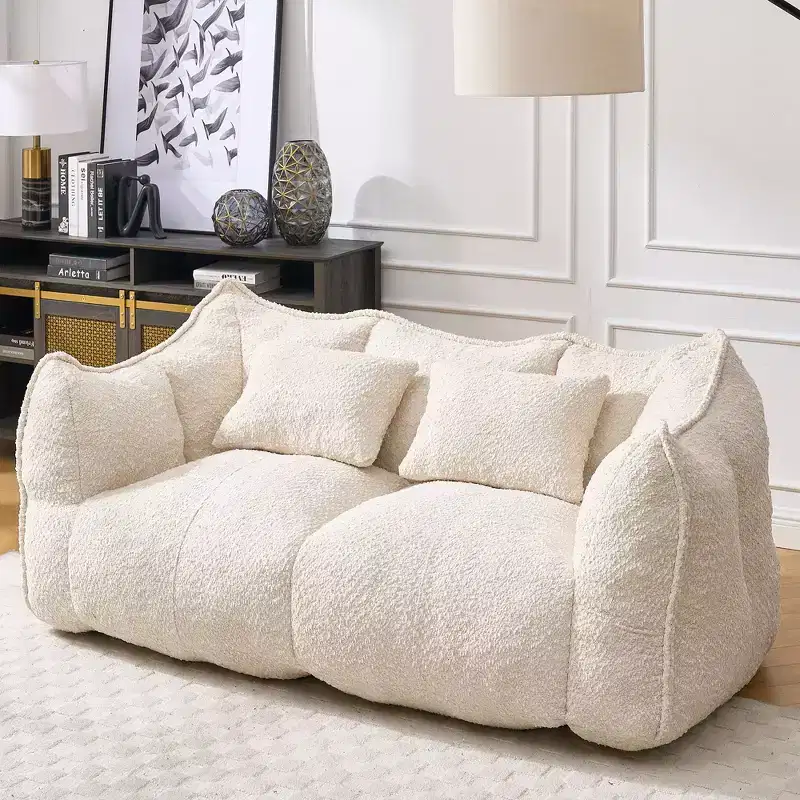 Okak Bean Bag Chair with High-Resilience Foam, Comfy Lazy Sofa Chair with Armrest and 2 Seats, Modern Lounge Chair for Living Room
