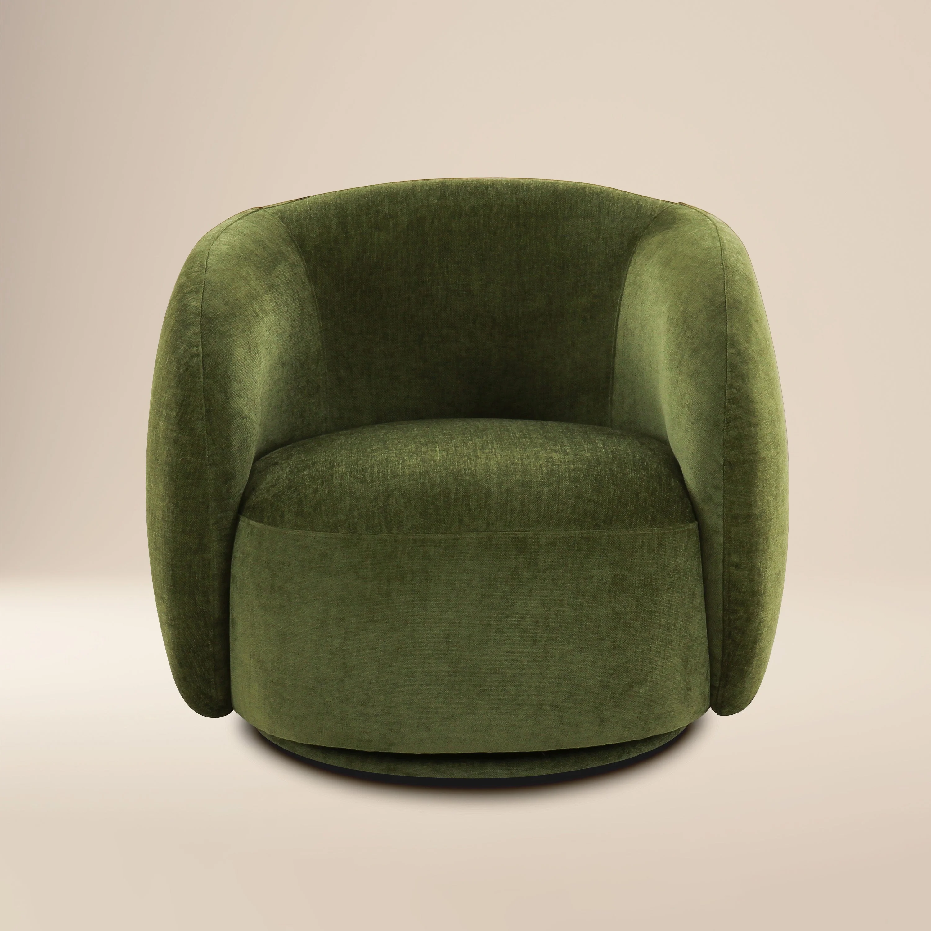 Modern Distressed Green Swivel Lounge Chair with Swivel Base