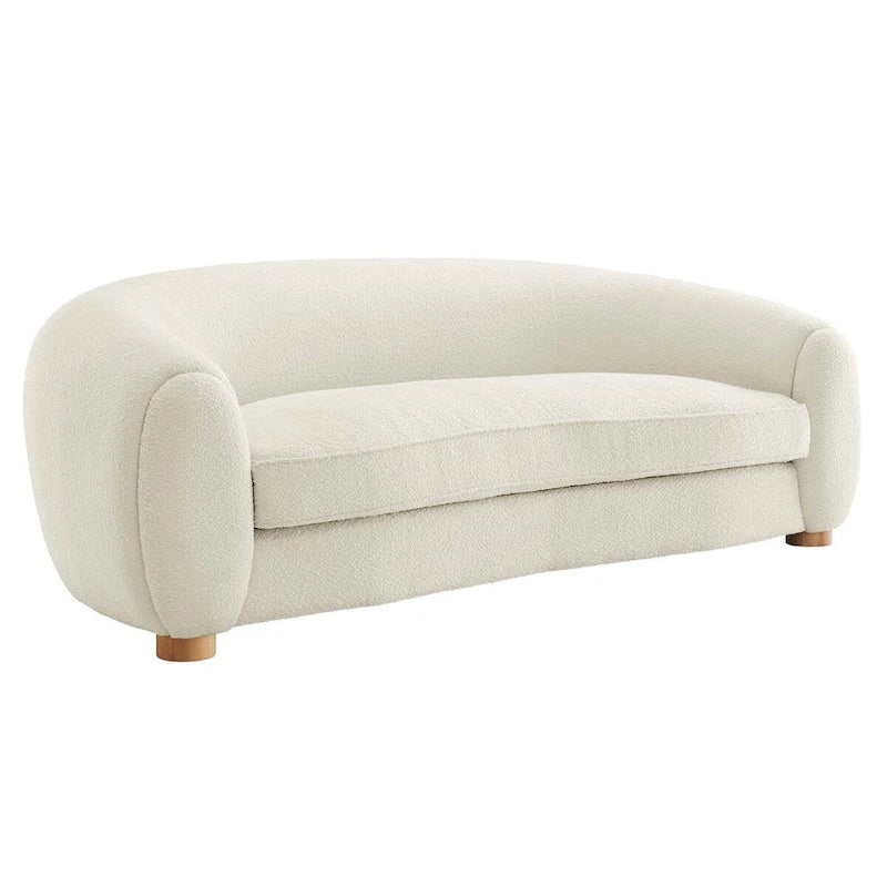 Contemporary Boucle Upholstered Sofa with Dense Foam and Beech Wood Legs