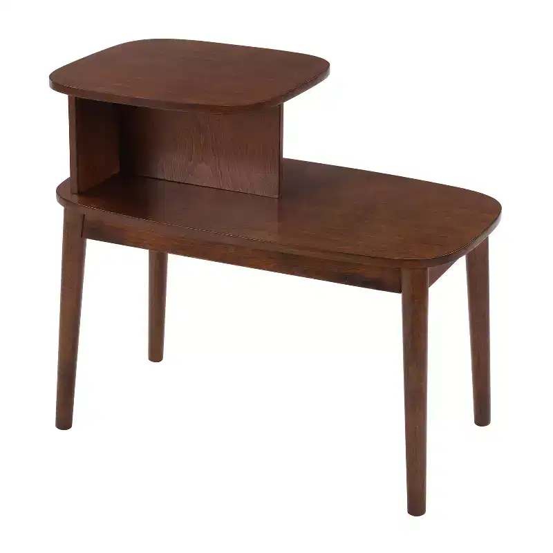 End Table with Drawer and Slide Out Shelf, Faux Marble White Top with Black Finish, Stylish Accent Side Table for Storage