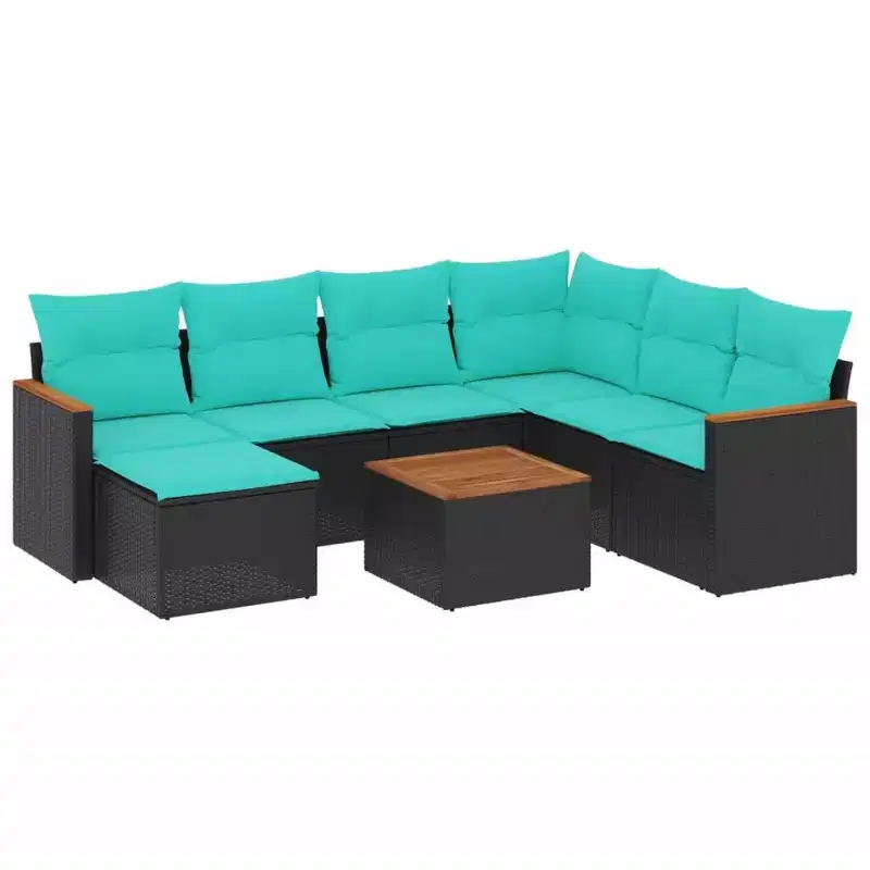 vidaXL Patio Sofa Set Black, Blue