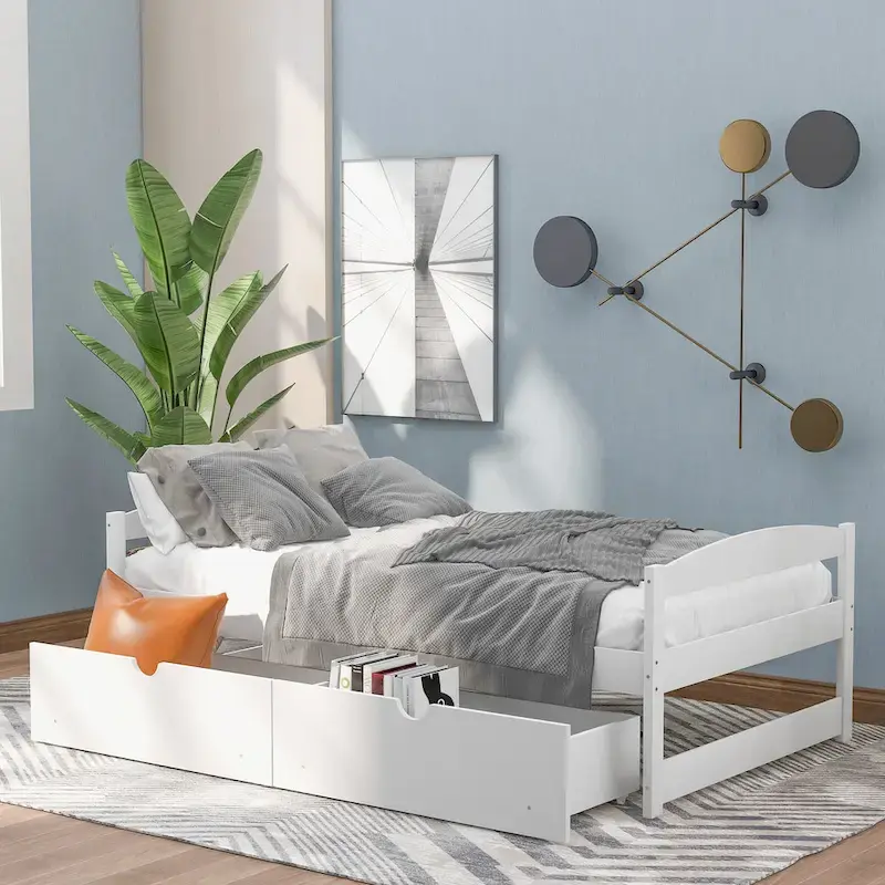 Twin Size Platform Bed with Storage Drawers