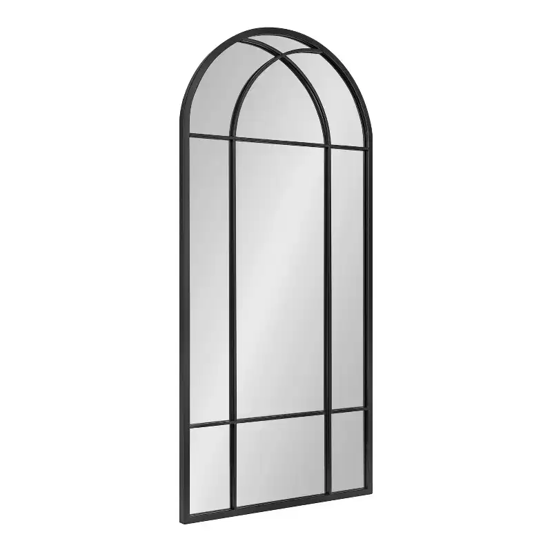 Kate and Laurel Dolbrook Arch Metal Windowpane Mirror, 19x40, Black