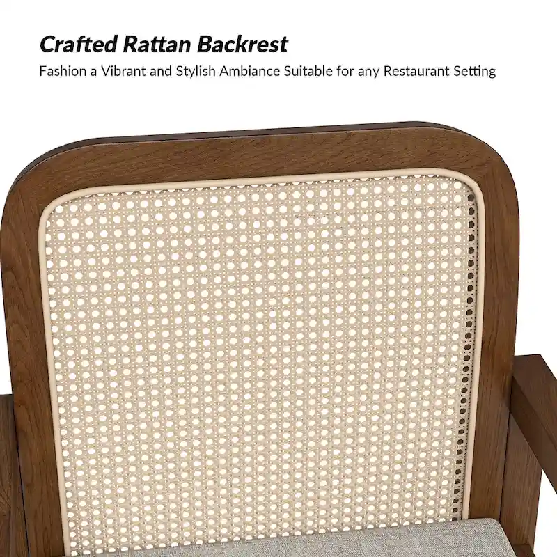 Modern Rattan Back Dining Chair with Removable Cushion | Boho Style | Set Available