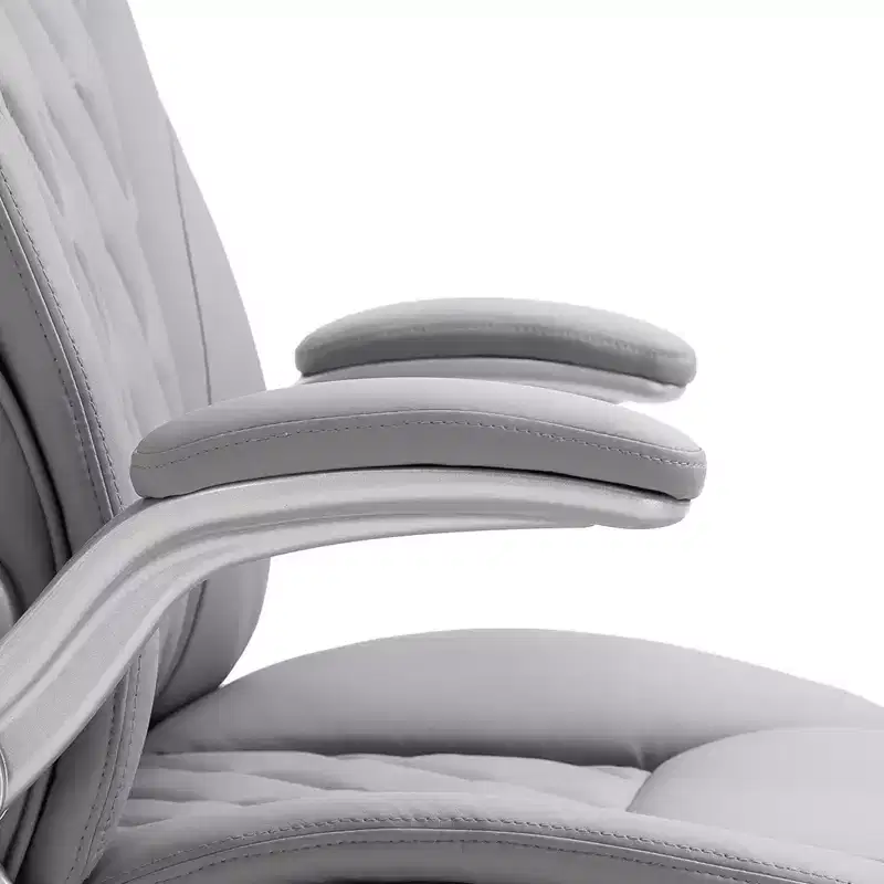 Vinsetto High Back 360 Swivel Ergonomic Home Office Chair with Flip Up Arms, Faux Leather Computer Desk Rocking Chair, Grey