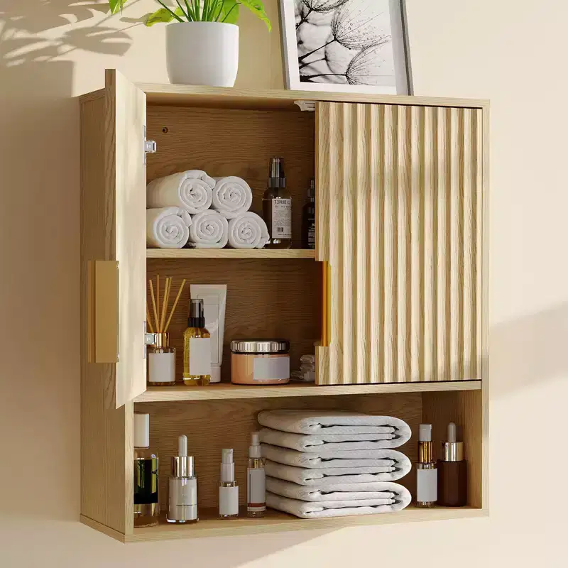 Classic Barn-Door Medicine Cabinet With Adjustable Shelves Bathroom Wall Cabinet Dimensions: 25 X 23.6 X 9 Inches