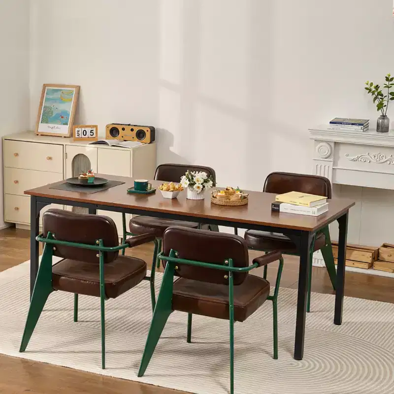 VEVOR Rectangle Dining Table, 71 inch Length Large Wood Tables for 6-8 Person, Farmhouse Dinner Furniture, with Iron Legs,(Only Table) Brown
