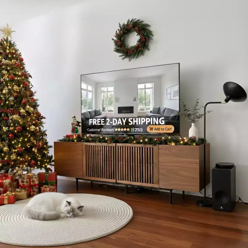 Luck Live Modern 70.87-inch Walnut TV Stand Multifunctional Entertainment Center for Living Room & Bedroom