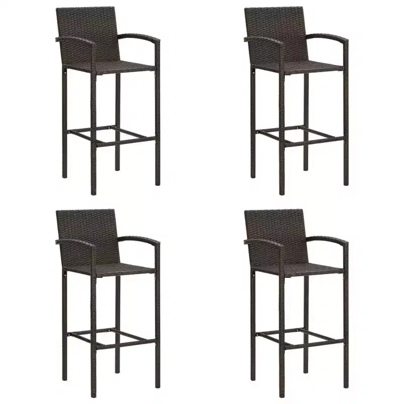 Bar Stool  Brown PE rattan, powder-coated steel Standard
