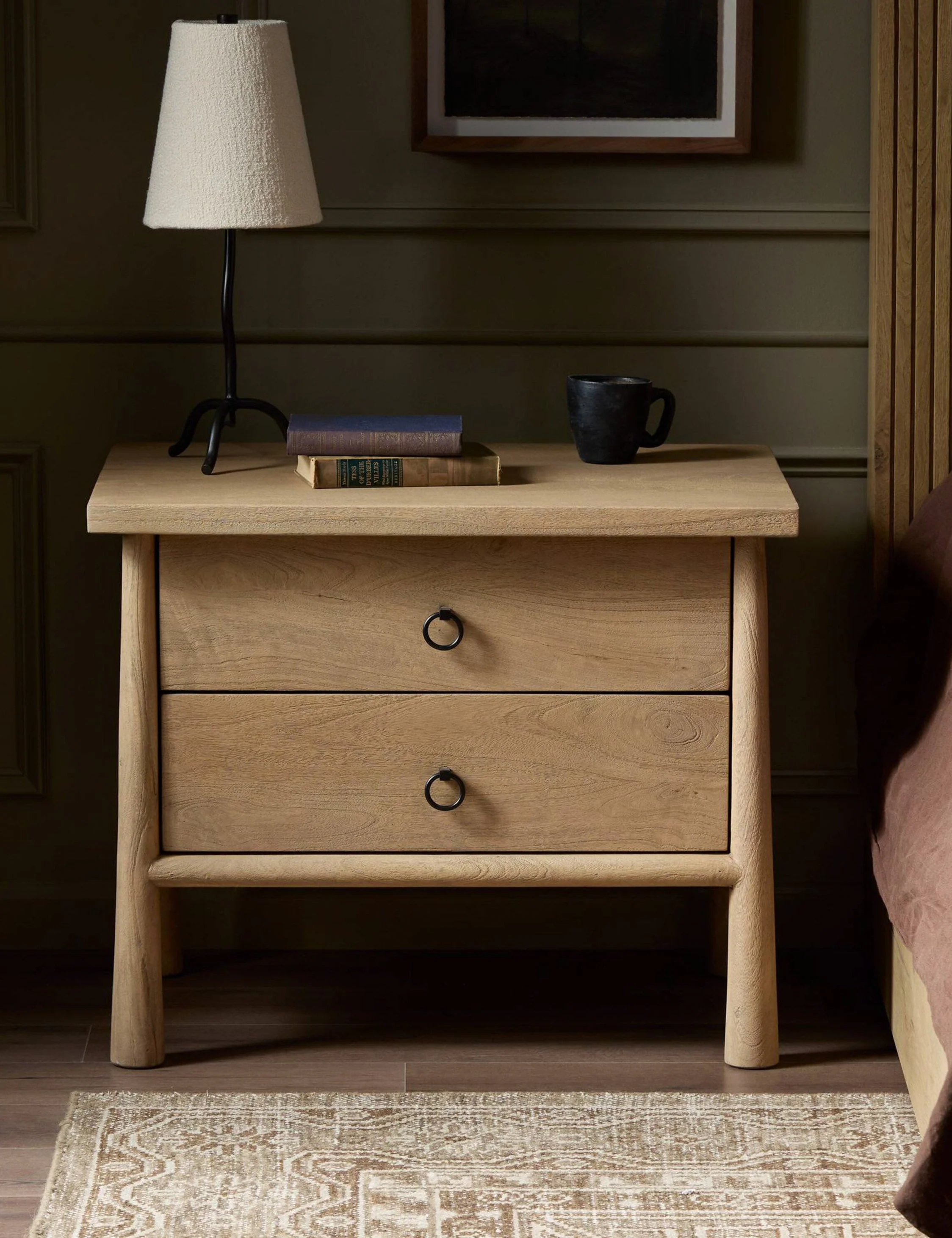 Nightstand - The nightstand styles a vintage look with a modern touch