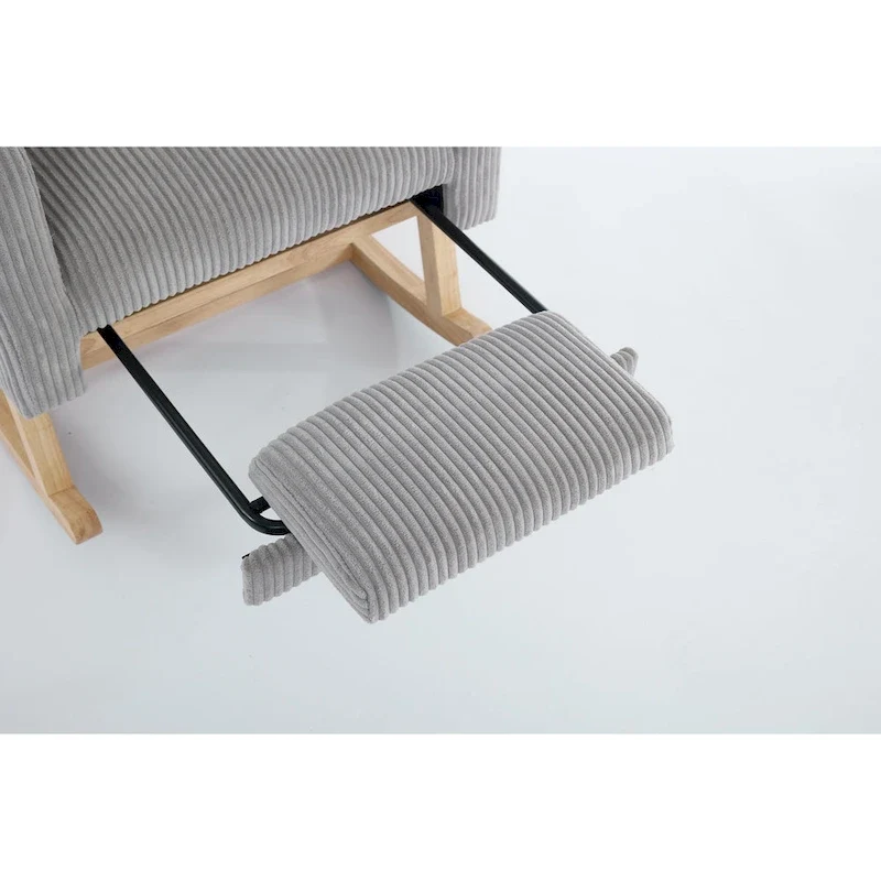 Upholstered Nursery Glider Rocker with Solid Wood Base