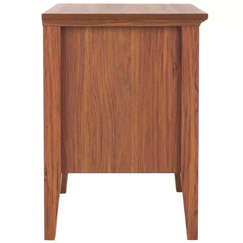 1-Drawer 1-Shelf Nightstand with Gold Pulls, Walnut Finish Bedside Table