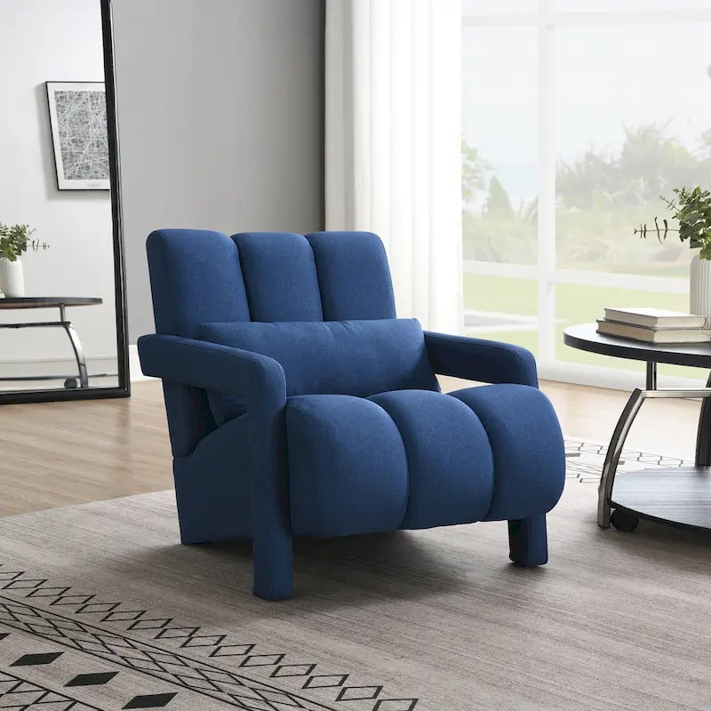 Modern Linen Upholstered Accent Chair with 1 Pillow, Set of 1