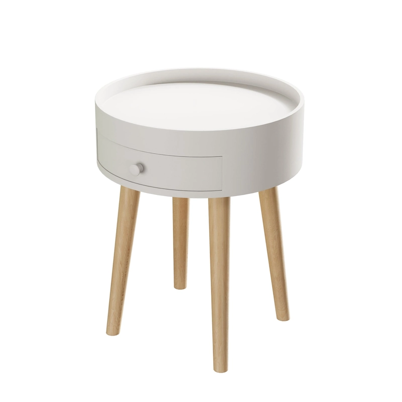 Round Storage Drawer Bedside Table Side Table Sofa End Coffee Table Furniture Living Room, Bedroom, Small Space