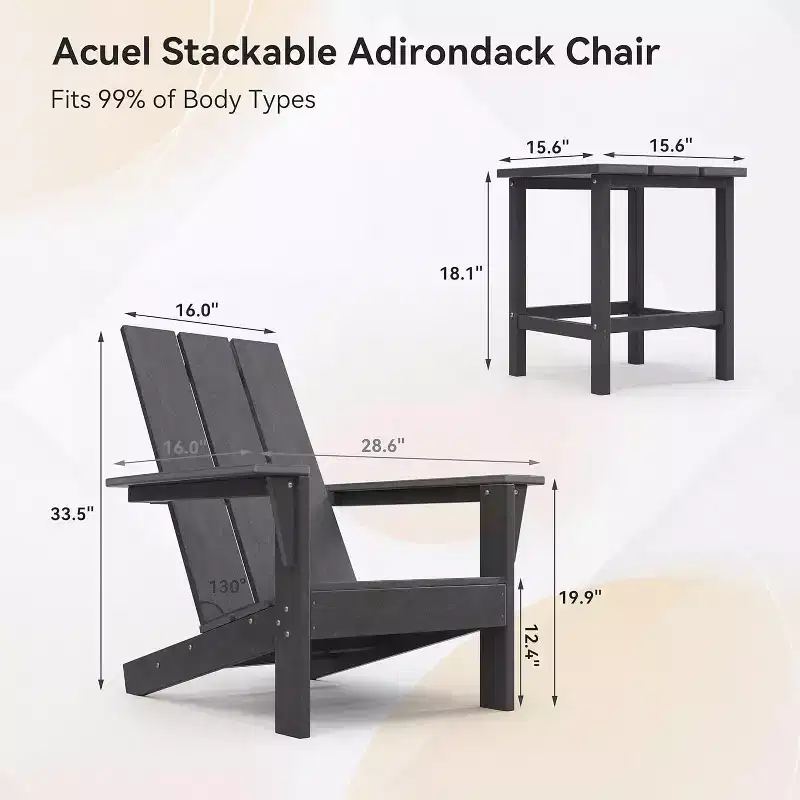 ALAULM Adirondack Chairs Set,Outdoor Chairs, Chairs with Coffee Table or Fire Pit,Widely Used in Patio, Lawn, Garden,Pool and Deck
