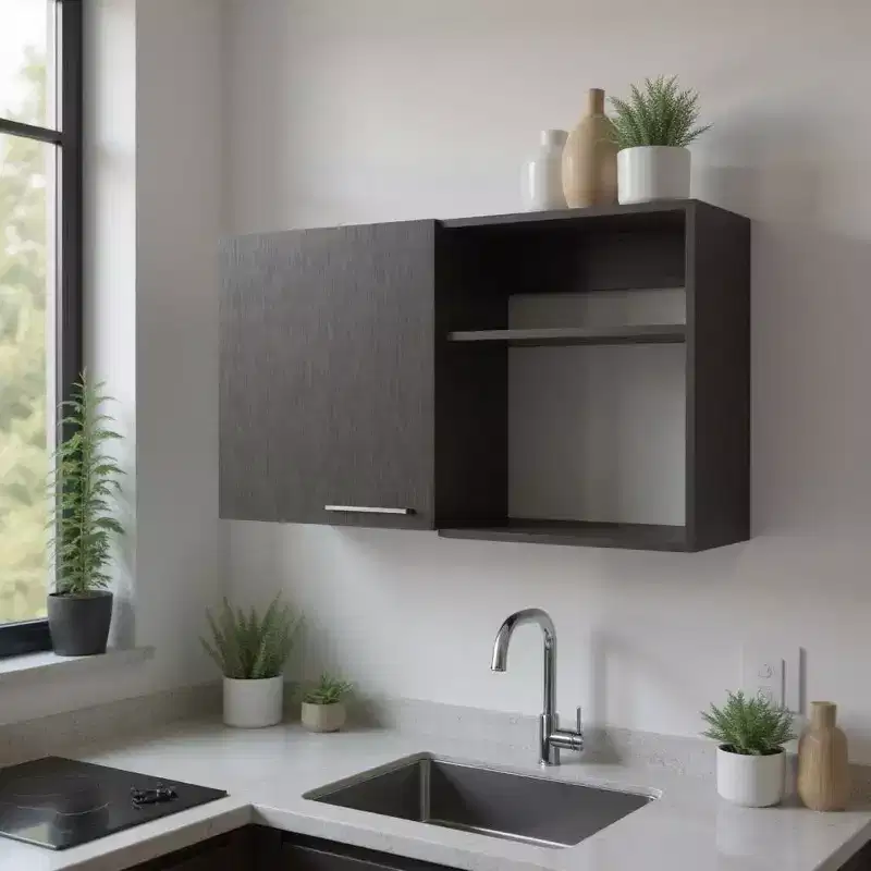 HomeRoots 39 Black Wood Wall Mounted Accent Cabinet With Single Door