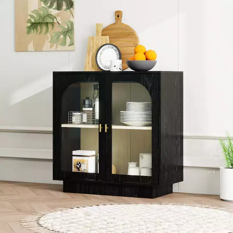 Veatch Modern Storage Cabinet with Acrylic Doors and Adjustable Shelf
