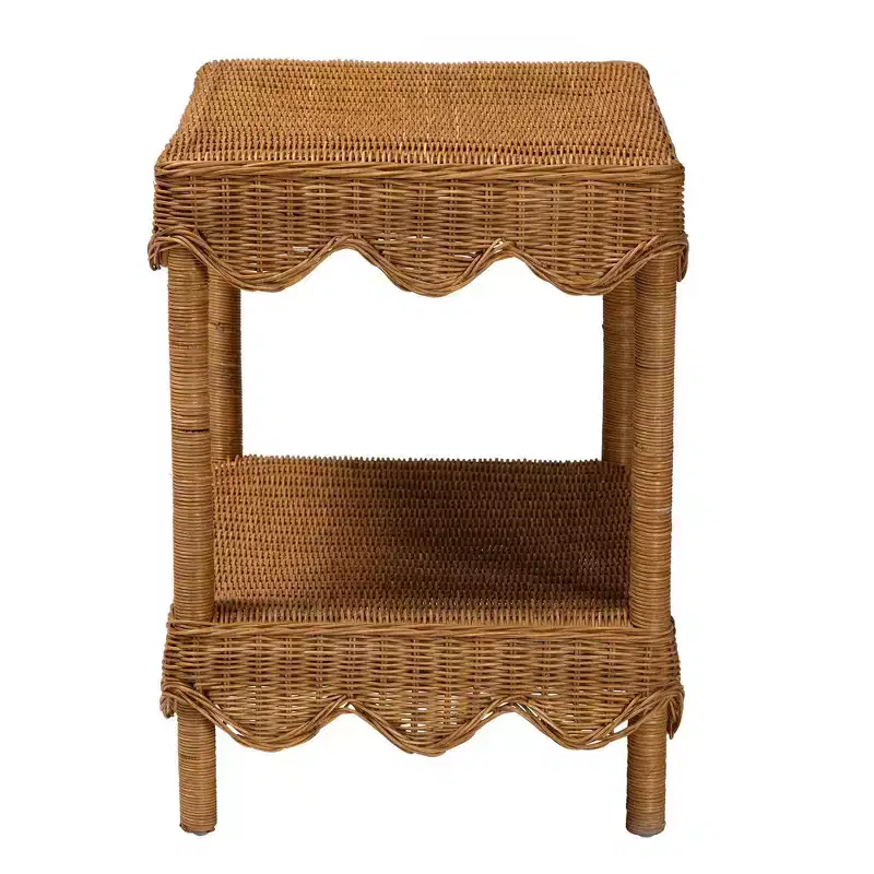 bali & pari Oteria Scalloped Rattan Side Table Light Honey