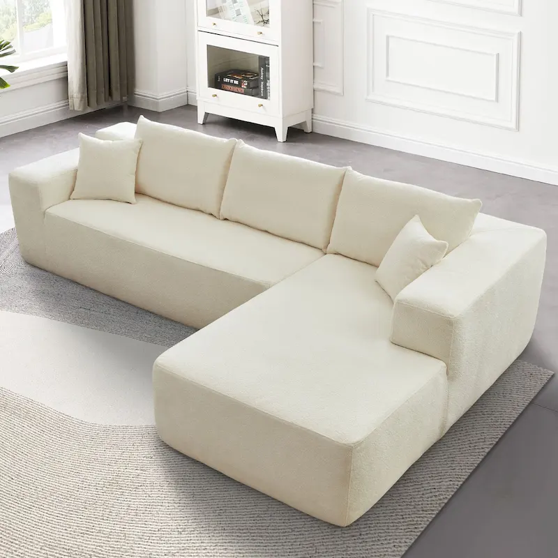 Modern Upholstery Chaise Sofa with Pillows for Living Room