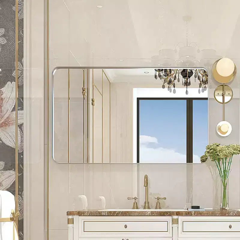 Okak Horizontal and Vertical Rectangle Bathroom Mirror, Vanity Mirror with Aluminum Alloy Frame, Wall Mirror for Bathroom, Living Room