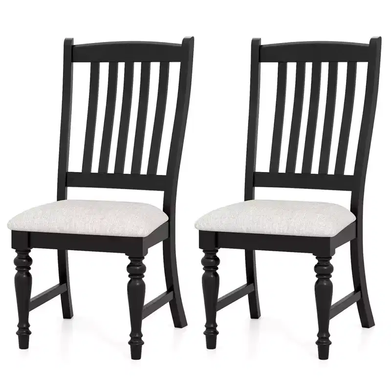 Costway Set of 2/4 Dining Chairs with Solid Wood Legs & Padded Seat Kitchen Side Chair White & Grey