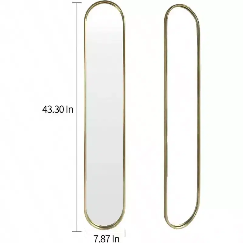 Gold Full Length Oval Mirror with Metal Frame, 44