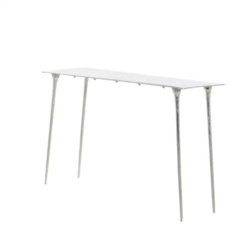 Glam Aluminum Console Table Silver - Sturdy, No Assembly, Indoor Use