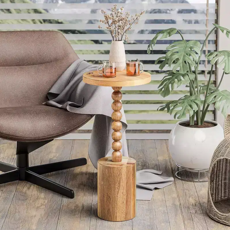 Round Pedestal Accent Table – Wood, Brown