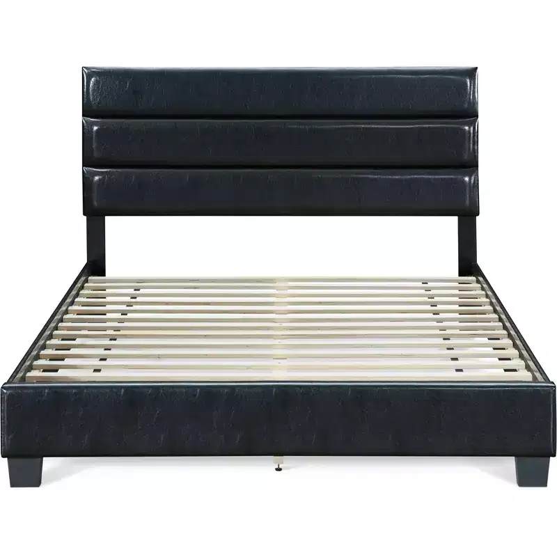 Leather Upholstered Bed Black