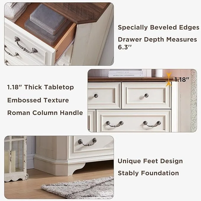 5-Drawer Dresser with Rustic Wood Finish