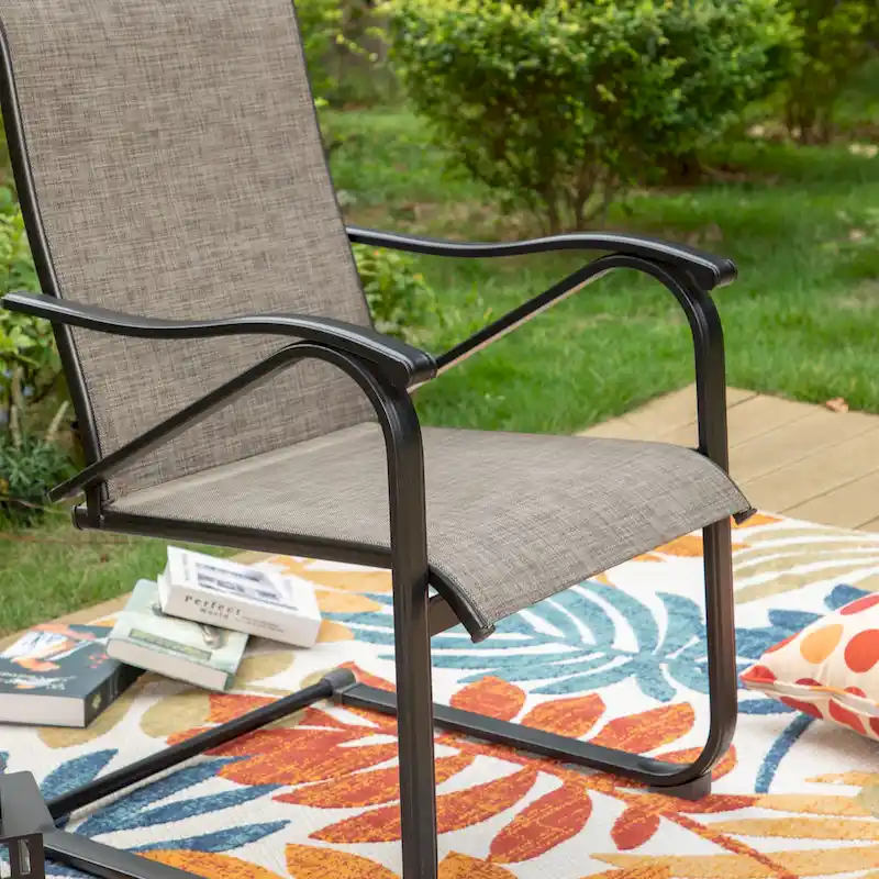 7-Piece Patio Dining Sets , 6 Textilene Fabirc Chairs and 1 Metal Table with 2.1 Umbrella Hole