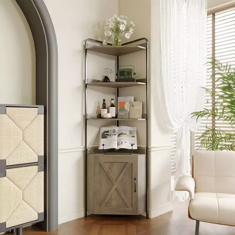 Corner Cabinet Shelf Organizer, 5-Tier Storage Shelf for Living Room and Kitchen