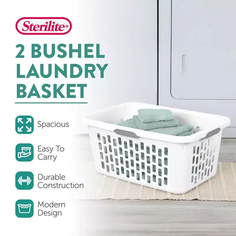 Sterilite Laundry Basket, Plastic Hamper with Handles