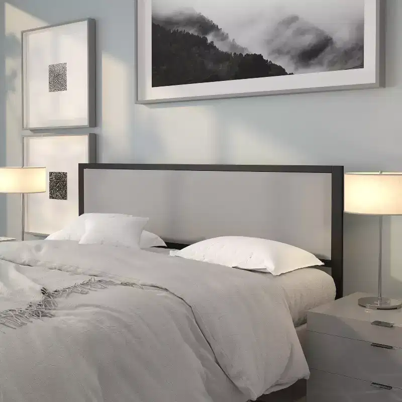 Emma and Oliver Metal Headboard - Fabric Upholstery Fits Standard Bed Frames